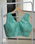 Semi Banarasi Padded Blouse – Sleeveless with Attached Sleeves (Ready-Made)