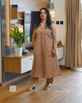 Greenloom Premium Cotton Linen Co-ord Set | A-Line Fit | V-Neck with Box Pleat | Top 46” & Bottom 37”