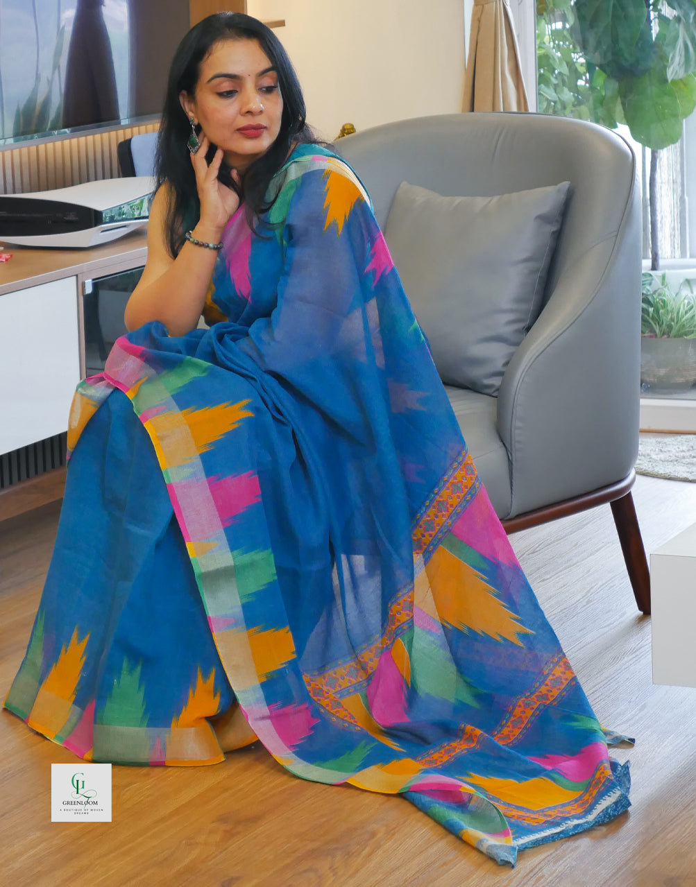 Elegant Cotton Linen Saree – Lightweight & Breathable