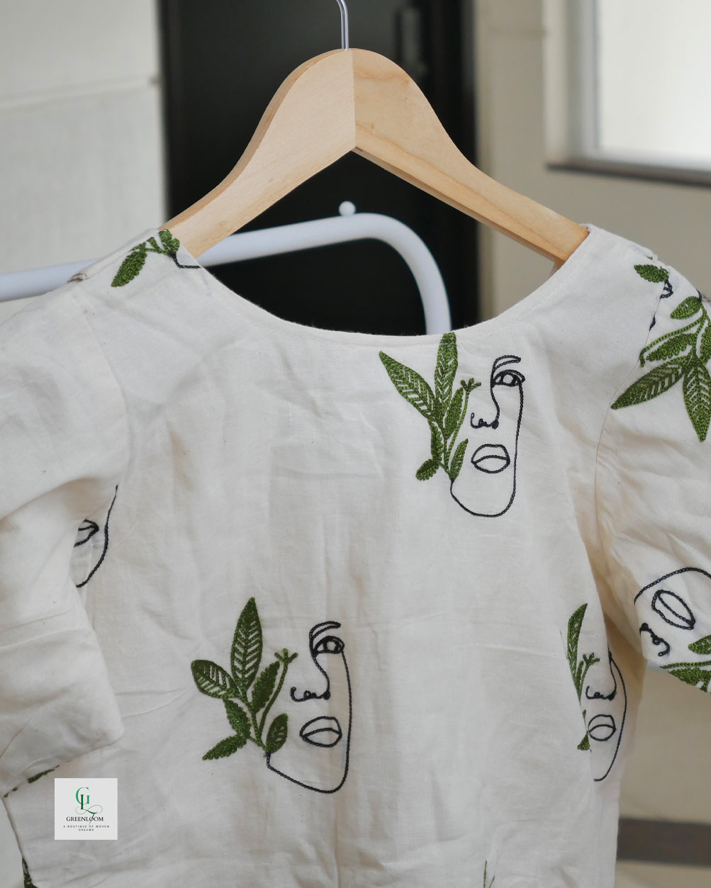 Cotton Readymade Blouse | Half Sleeve | Thread Work | Off White | Size 34–42 (Alterable)