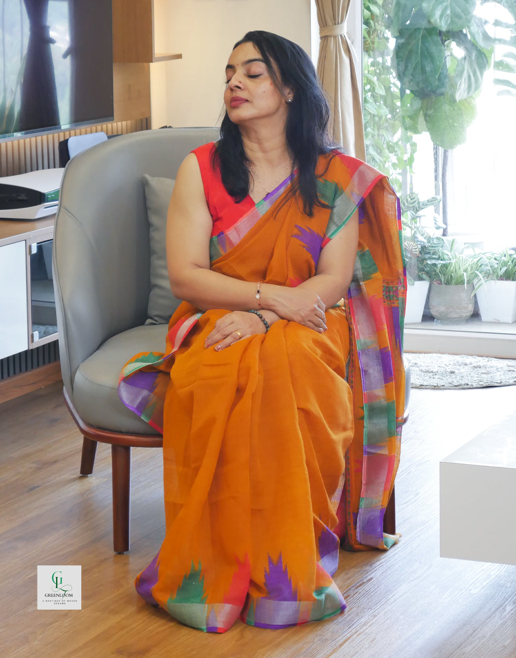 Elegant Cotton Linen Saree – Lightweight & Breathable