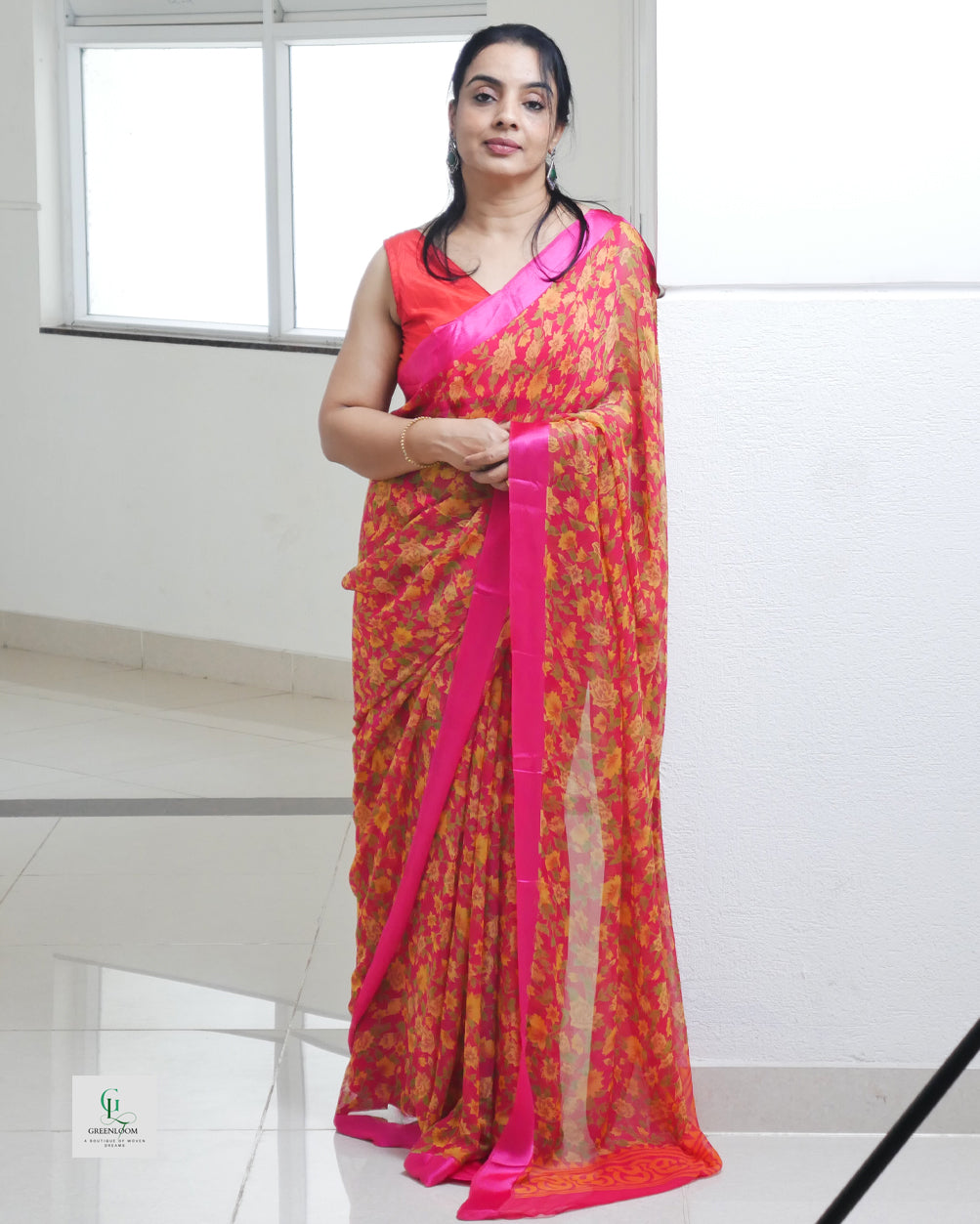 Pure Chiffon Saree with Blouse Piece | Lightweight & Elegant Drape