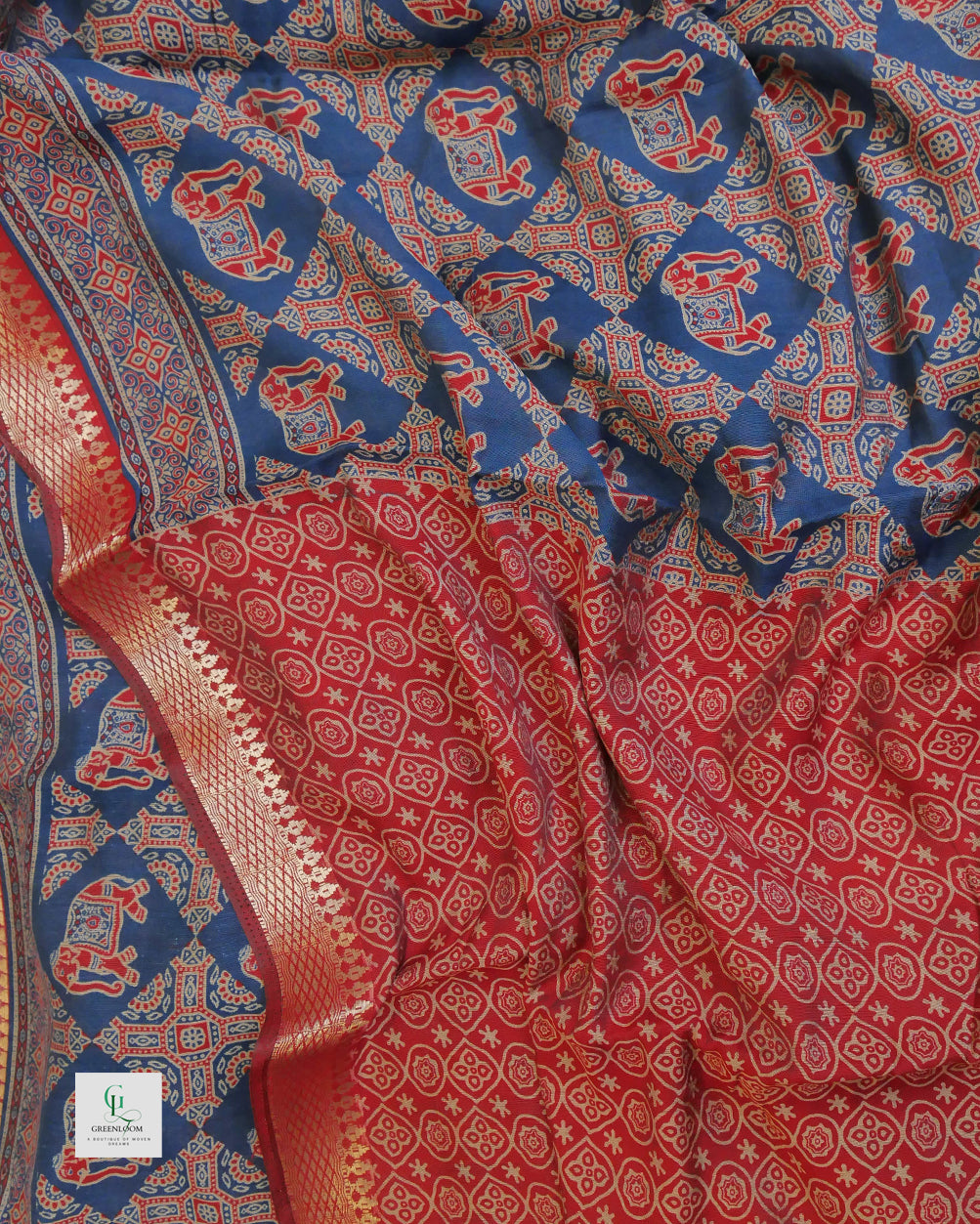 Elephant Print Modal Saree with Blouse