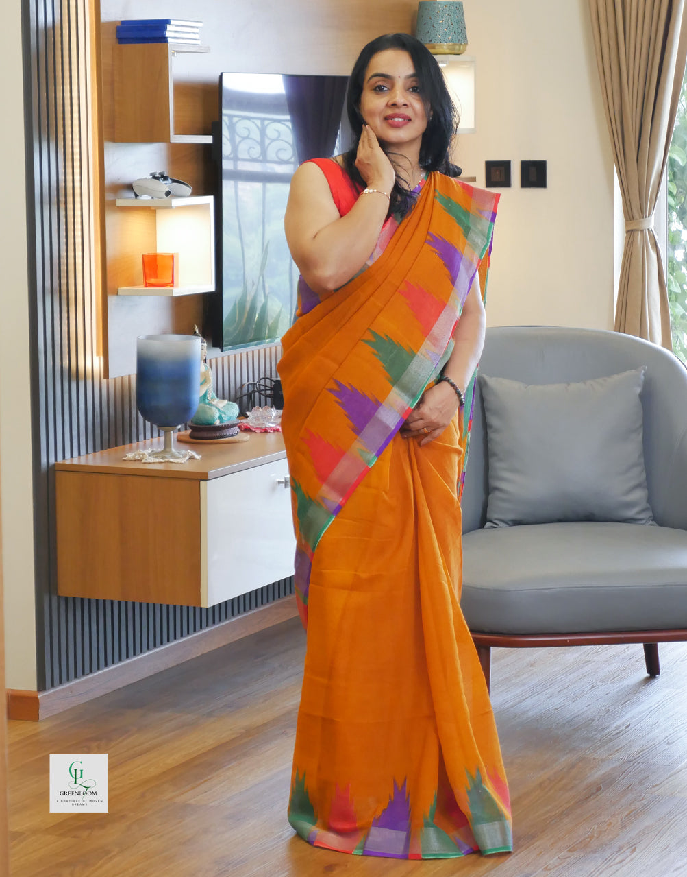 Elegant Cotton Linen Saree – Lightweight & Breathable