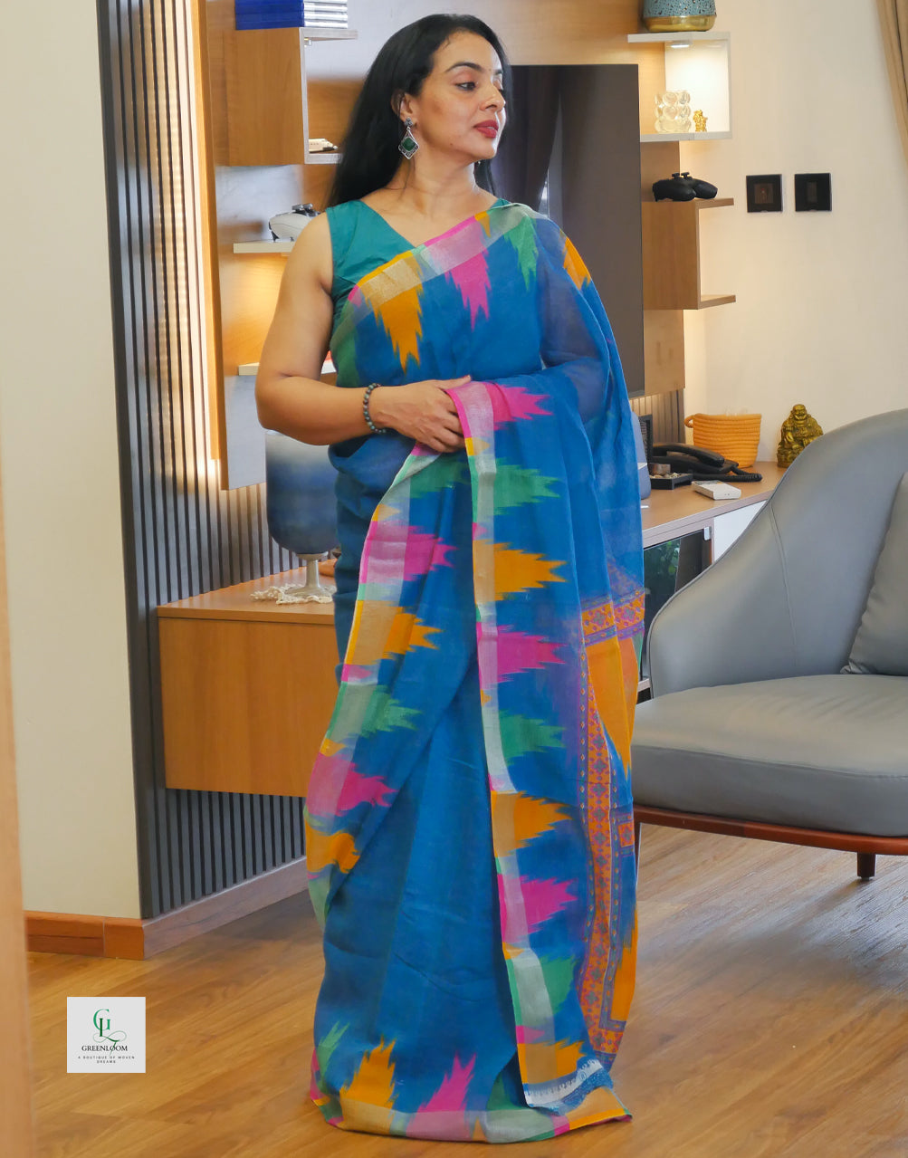 Elegant Cotton Linen Saree – Lightweight & Breathable