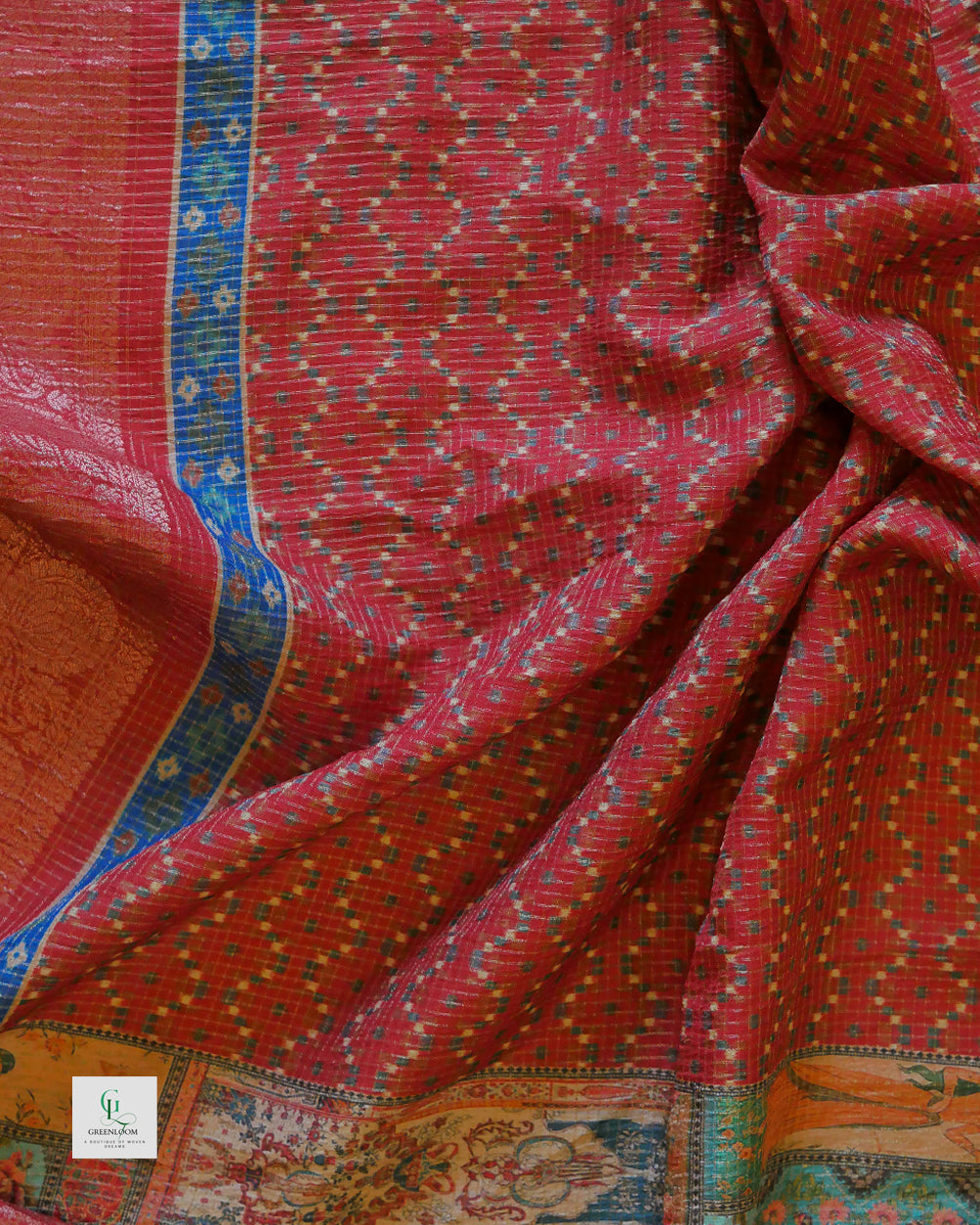 Bhugodi Kala Silk Saree – Mughal Print with Matching Blouse