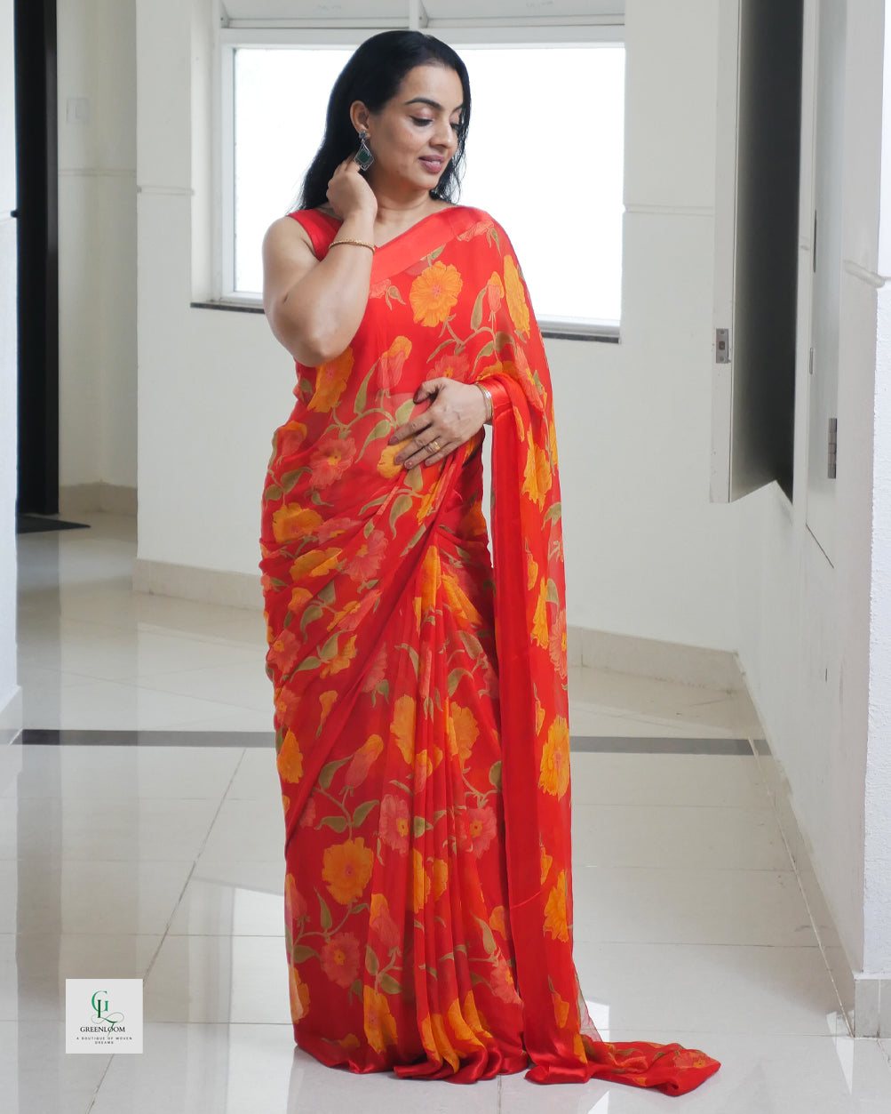 Pure Chiffon Saree with Blouse Piece | Lightweight & Elegant Drape
