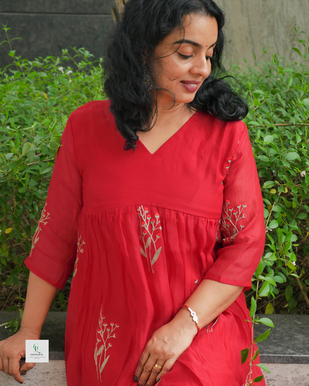 Mul Chanderi Frock with Front Pleated Design