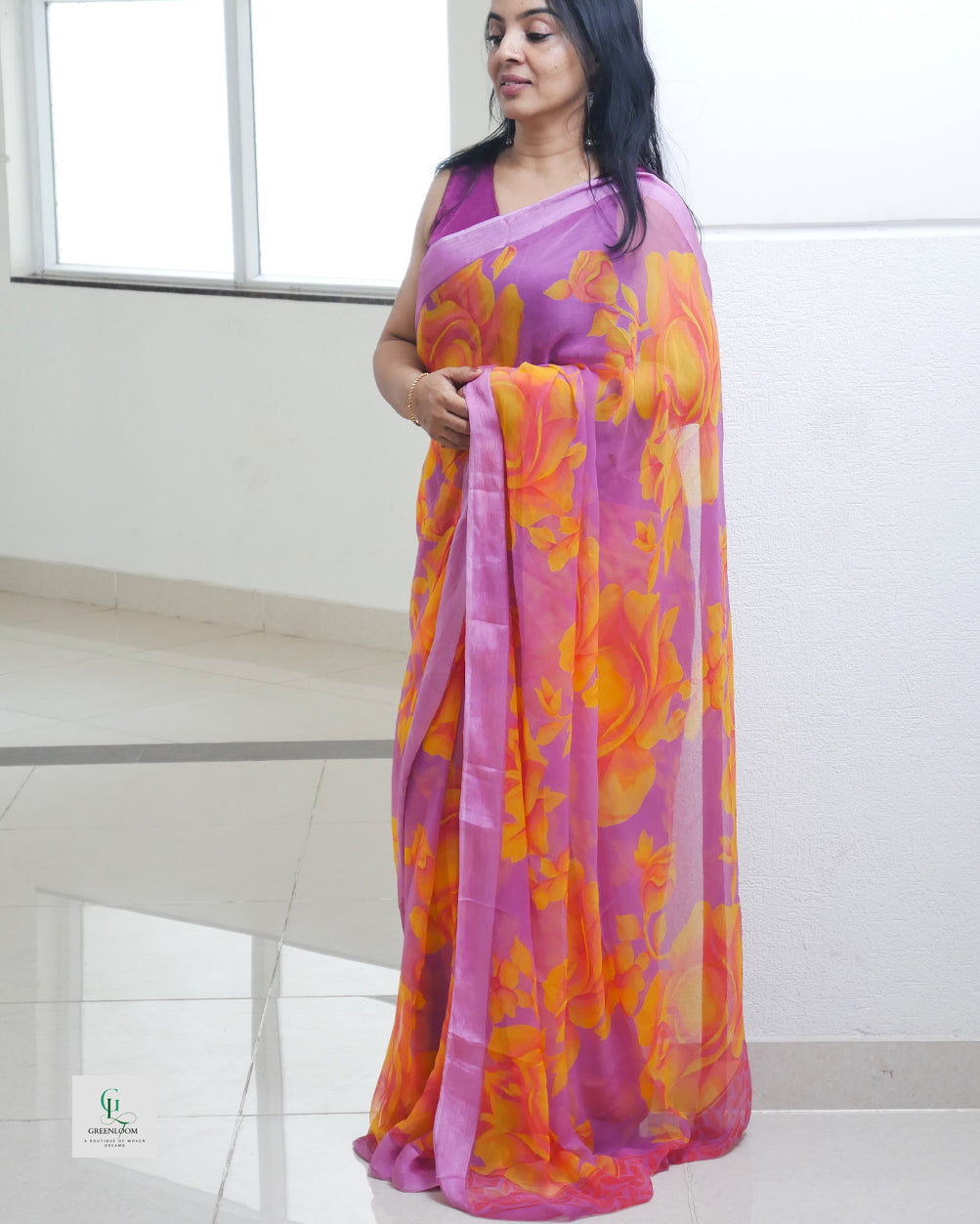 Pure Chiffon Saree with Blouse Piece | Lightweight & Elegant Drape