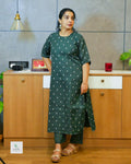 Semi Printed Linen Co-Ord Set with Round Neck & Plain Bottom