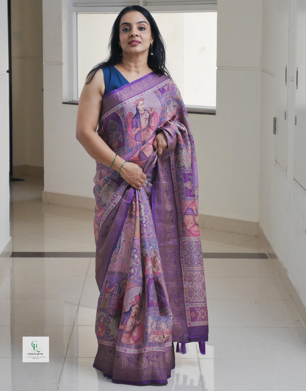 Bhugodi Kala Silk Saree – Mughal Print with Matching Blouse