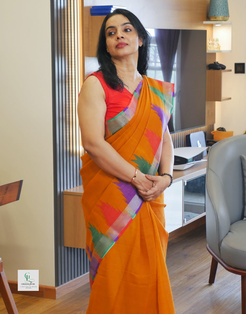 Elegant Cotton Linen Saree – Lightweight & Breathable