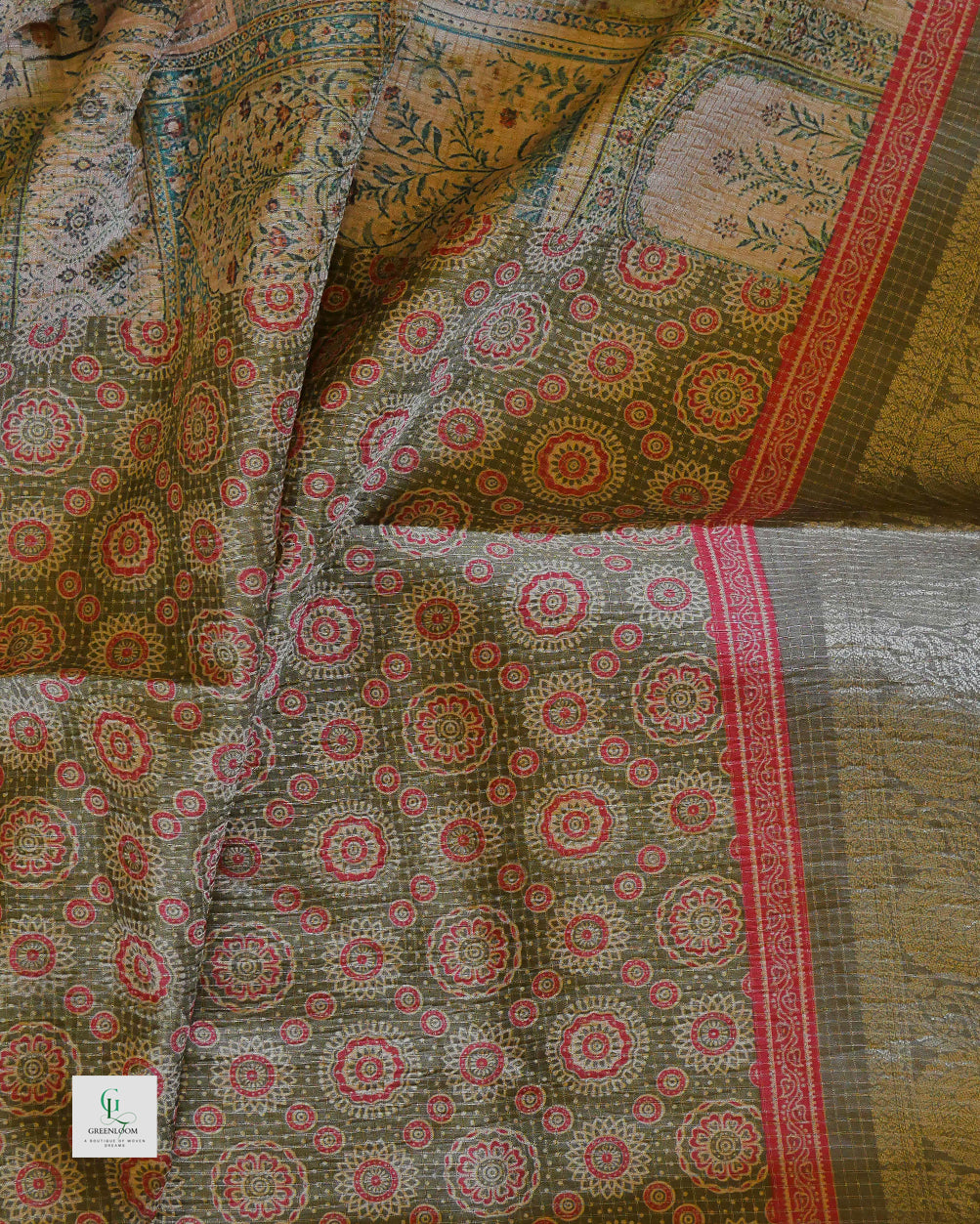 Bhugodi Kala Silk Saree – Mughal Print with Matching Blouse